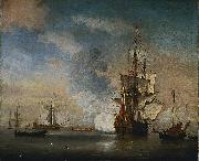Willem Van de Velde The Younger English Warship Firing a Salute oil painting reproduction